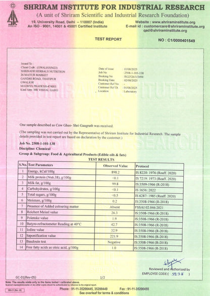 Shri Gau Ghrita (A2 GIR COW) GHEE